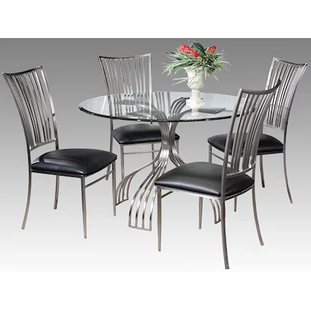 5-Piece Glass Top Dining Table Set